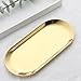 Fspronail 1Pcs Manicure Tools Storage Tray, Oval Stainless Steel Storage Dish Nail Art Accessory Display Tray Jewelry Rhinestone Cosmetic Nail Decorations Organizer Metal Storage Plate (Gold)