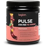 LEGION Pulse Pre Workout Supplement - All Natural Nitric Oxide Preworkout Drink to Boost Energy, Creatine Free, Naturally Sweetened, Beta Alanine, Citrulline, Alpha GPC (Caffeine Free Fruit Punch)