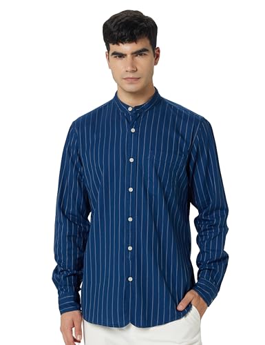 Image of Allen Solly Men's Casual Mandarin Collar Shirt | Regular Fit | Contemporary Design | Smart Casual Wear