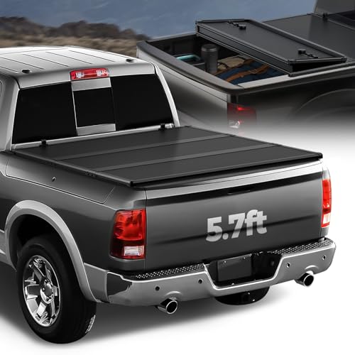 Image of Auto Dynasty FRP Hard Tri-Fold Tonneau Cover for 2009-2018 Ram 1500 5.7Ft | Truck Bed Cover for 2009-2018 Ram 1500, 2019-2025 Ram 1500 Classic, 5.7Ft /68Inch Fleetside Bed
