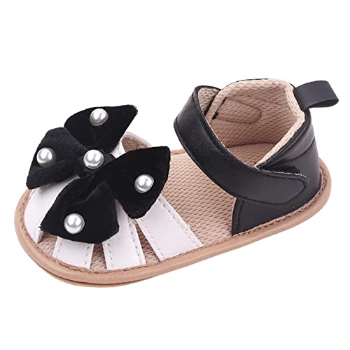 sfdgfhyf Toddler Sport Shoes Infant Toddler Girls Summer Sandals Flat Bottom Lightweight Breathable Hook Loop Bow Pearl