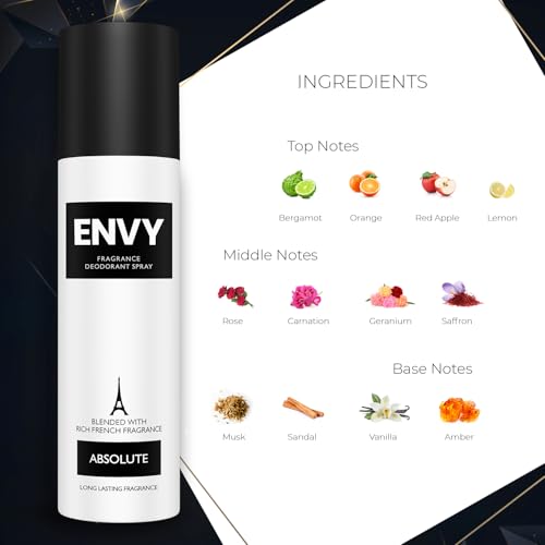 Image of ENVY Fiery 120 ML, Dark 140 ML & Absolute Deodorant 140 ML For Men, Pack of 3 | Long Lasting Deodorant Fragrance Scent