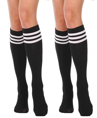 Image of Athletic Knee High Socks Stripe Running Baseball Thigh High Stockings Outdoor Sport Tube Socks