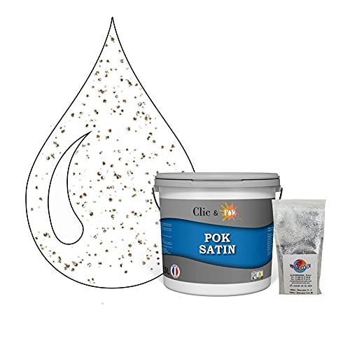 POK PAILLETTE : Peinture de Finition Acrylique Effet Pailleté Murs Intérieurs 2,5L - Blanc