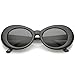 zeroUV - Bold Retro Oval Mod Thick Frame Sunglasses Clout Goggles with Round Lens 51mm (Black/Smoke)