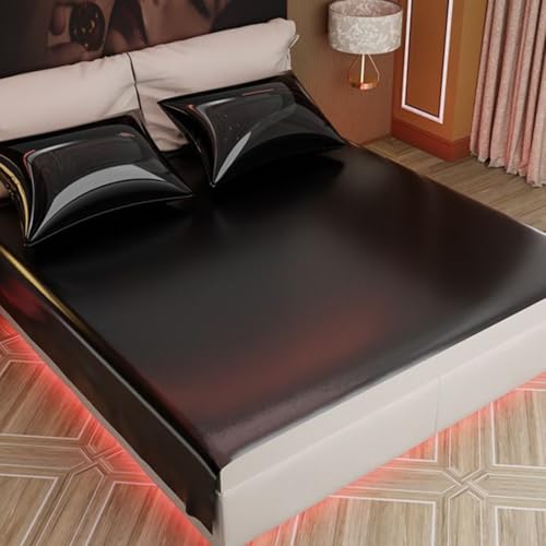 EAVUYIS Wasserdichtes Erotik Bettlaken für Paare Paarmassage und Wellness, 220 x 210 cm, Liebesdecke Wasserdicht für Sex Waschbar PVC (Schwarz)