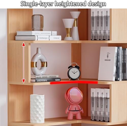 L-Shaped Corner Shelf, Large Open Bookshelf for Small Spaces, Stylish Display Bookcase Organizer for Bedroom & Study Room (60x40x128cm)