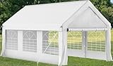 Homall Partyzelt 3x6 m,Metall Gestell Gartenzelt,Pavillon Wasserdicht 560g/m&sup2; PE-Plane,Zelt Stabil-18 Bodenhaken 4 Windfesten Seilen,UV-Schutz 50+Gro&szlig;e Luxus Hochzeitszelt Gartenpavillon18m&sup2;,Wei&szlig;