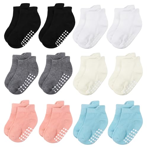 Image of jealkip Baby and Toddler Socks,Soft Cotton Non-Slip Ankle Socks for New Born,Boys and Girls