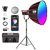 GVM RGB 300W Video Light Kit with Parabolic Softbox and Stand, Photography Lighting for Camera Studio Recording with Bowen Mount, COB Film Light with APP&DMX, Aluminum Alloy, 2000-10000K, CRI 97+
