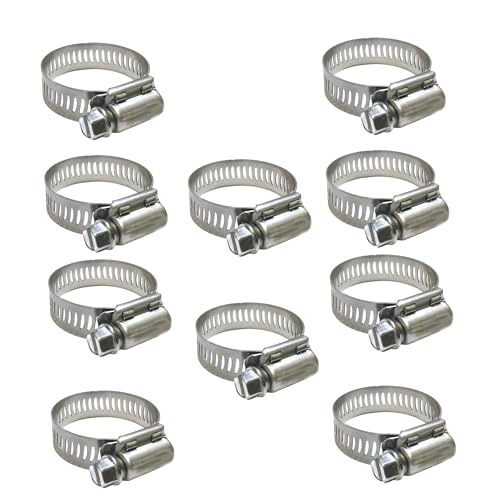 Neo-Pure Stainless Steel Hose Clamp, 316 Marine Grade, Hex Slotted Screw, Automotive Marine Agricultural Use (3/8" - 7/8" SAE # 6, 10)
