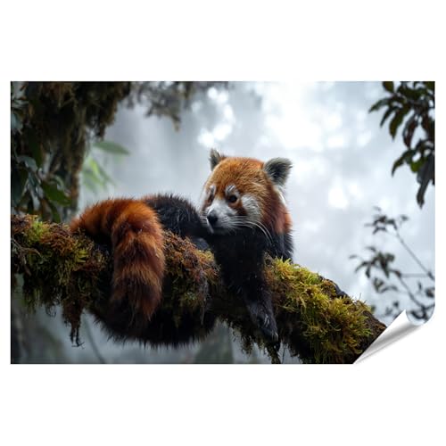 Affiche panda rouge grand format pour habiller un grand mur de salon