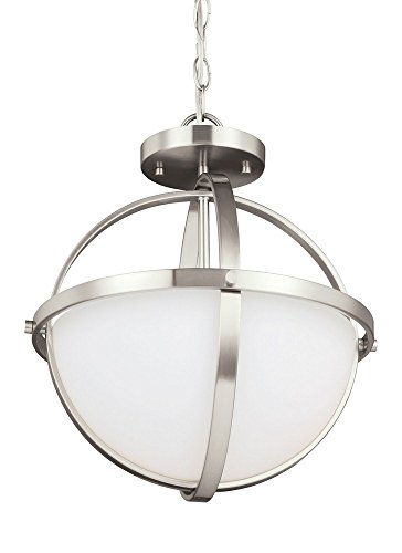Image of Generation Lighting 7724602EN3-962 Alturas Two Light Semi Flush Convertible Pendant Brushed Nickel, 120 Total Watts, 16.38 Inch Height, 14 Inch Diameter, Steel Construction
