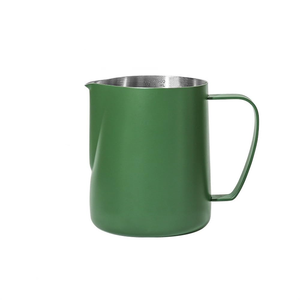 Dzbanek do spieniania mleka ze stali nierdzewnej kubek do spieniania mleka naczynia do kawy (zielony, 600 ml)