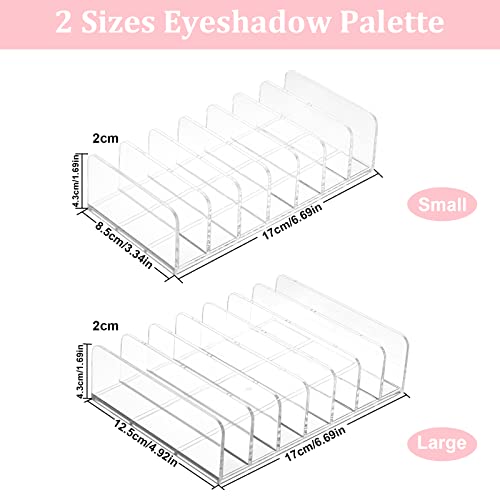 Tikplus 2 Stück Lidschatten Organizer, Acrylic Kosmetik Organizer, Make up Schminktisch Organizer mit 7 Fächern，Transparent Paletten-Organizer für Schubladen Schlafzimmer, Schminkaufbawahrung