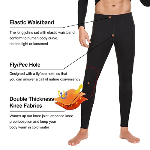 Simiya Thermal Underwear For Men, Base Layer Fleece Lined Mens Long Johns Bottom, Soft Warmth Thermal Pants For Cold Weather #TOP2