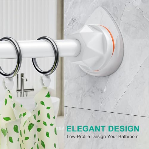 Shower Curtain Rod Holder - No Drilling Adhesive Shower Rod Holders for Wall?Heavy Duty Tension Rod Holder , Waterproof?2 Pack?Transparent Color (Shower Curtain Rod Not Included)