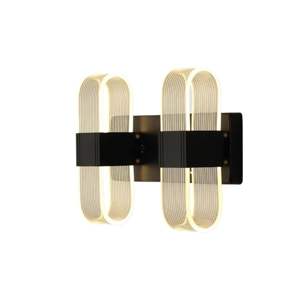 HPTHLY 2-Light Led Acrylic Bedroom Wall Sconce Living Room Background Decor Wall Lights Fixture Indoor Wall Lamp For Aisle Corridor (Black)