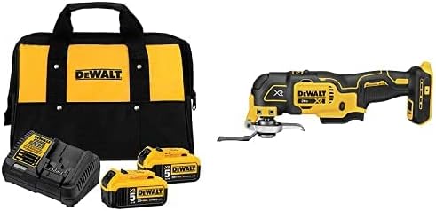 DEWALT 20V MAX Battery Starter Kit with 2 Batteries, 5.0Ah (DCB205-2CK) 20V Max XR Oscillating Multi-Tool, Variable Speed, Tool Only (DCS356B)