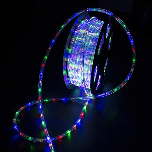 Image of Ainfox LED Rope Light, 100Ft 1080 LEDs Indoor Outdoor Waterproof LED Strip Lights Decorative Lighting Kit (Colorful)