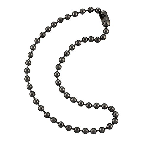 6.3mm Large Gunmetal Steel Ball Chain Mens Necklace with Extra Durable Color Protect Finish - 18 inches