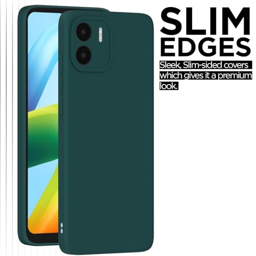Image of Outlouders Back Cover for Redmi A1 / Redmi A2 | Camera Protection | Durable Soft Matte Silicone Bumper Case (Green)