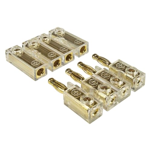 tomzz Audio 5800-041 Conector de Cable de 4 vías Enchufe Banana Acoplamiento de Caja de resonancia Conector de Estante Trasero hasta 4,00qmm Chapado en Oro