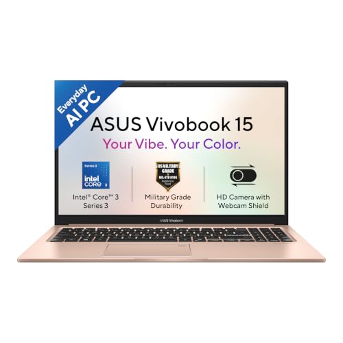 Image of ASUS Vivobook 15 (2026),Intel Core 3 304 (Series 3-Gen),Fingerprint Sensor,8GB RAM,512GB SSD,FHD,15.6 inch(39.6 cm),Win 11,M365 Basic(1Y),Office 2024,Terra Cotta,1.7 Kg,X1504MA-BQ424WS,AI Laptop