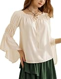 Women's Bell Sleeve Off Shoulder Tops Renaissance Pirate Shirt Peasant Blouse Summer Boho Tops...