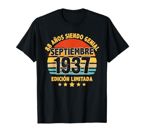 Septiembre 1937 88 Años Hombre Cumpleaños Septiembre 1937 Camiseta