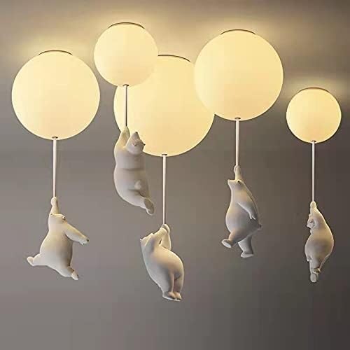 Cute Cartoon Bear LED Ceiling Light - Warm Hanging Lamp for Bedroom & Living Room Decor - Perfect for Kids' Rooms and Play Areas