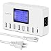 USB Charger, slitinto 60W 12A 8-Port USB Charging Station Multi Port USB Hub Charger UL Certified Compact Size LCD Display Compatible iPhone iPad Samsung Kindle Tablet Bluetooth Earbuds and More