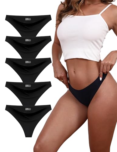 Image of Seamless Underwear for Women, No Show Stretch Bikini Panties, Silk Crotch, Invisible Hipster, 6-Pack