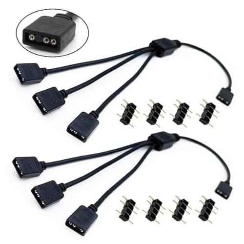Dushochn ARGB Splitter Cable1 to 3 3-Pin Extension Cable Allowing F The Connection of Its Addressable ARGB LED Or ARGB Fan Through A Single Motherboard+5V 3-Pin ARGB Connector 30CM/11.8IN 2Pcs