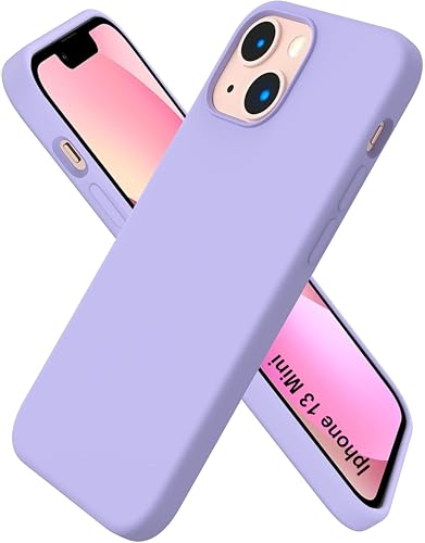 SBMS Liquid Silicone Case for iPhone 13 Mini 5.4-Inch, Silky-Soft Touch Full-Body Protective Phone Case, Shockproof Back Cover for iPhone 13 Mini (Light Purple)
