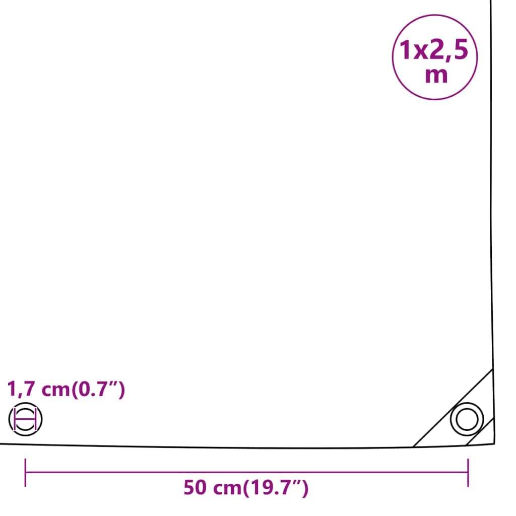 Lona blanca de 1 x 2,5 m, 650 g/m², lona con revestimiento de PVC, ojales en todos los bordes, impermeable, resistente a los rayos UV y al moho para jardín, coche, remolque, barco, obra, etc