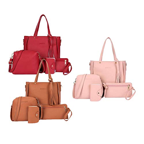 kowaku 3-Packs 4-em-1 Lady PU Leather Handbbag Ombro Bag For Business
