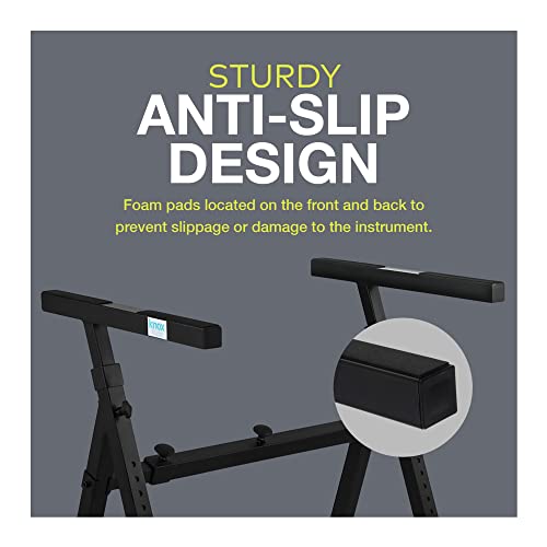 Knox Gear Heavy Duty Z-Style Keyboard Stand - Sturdy Height & Width Adjustable Keyboard Stand - Professional Digital Keyboard Piano Stand or Synth Stand - Piano Keyboard Stand 88 Key or Smaller