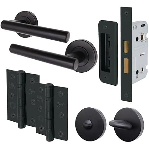 EAI Matt Black Bathroom Door Handle Set Cover