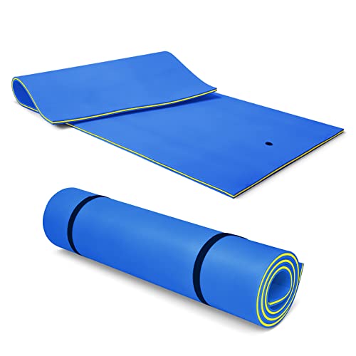 HOMASIS Hamaca acuática, colchoneta acuática Flotante para 4-6 Personas, colchoneta Flotante con Carga 400 kg, Hamaca acuática de Espuma XPE para mar, Piscina y Lago, 350x183x3,5cm (Azul)