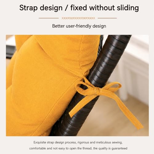 Image of KYNE Rocking Chair Cushion 18 x 50 Inch Thick Tufted Chair Cushion with Backrest and Seat Pad Soft Premium Fabric Polyester Filling Non Slip Indoor Outdoor Rocking Chair Replacement Cushion (Yellow)