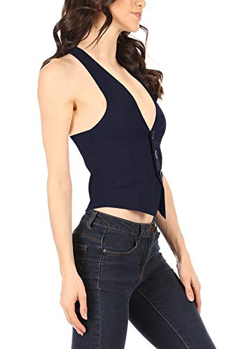 FashionJOA Women's Dressy Casual Versatile Racerback Vest Tuxedo Suit Waistcoat2