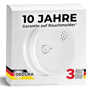 Rauchmelder 3er Set mit 10 Jahre Garantie BSI Zertifiziert nach DIN EN14604 inkl. 9V Batterie Rauchwarnmelder Brandmelder Feuermelder