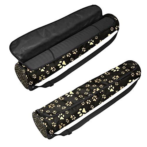 Ratgdn Yoga Mat Bag, Gold Dog Paw Exercise Yoga Mat Carrier Full-Zip Yoga Mat Carry Bag With Adjustable Strap For Women Men #TOP4