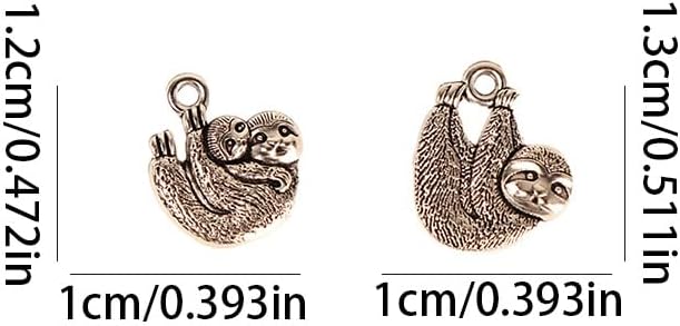 100pcs Antique Silver Sloth Charm Pendants - Vintage Alloy Cute Animal Design, 17x15mm DIY Handmade Jewelry Making Accessories - Image 2