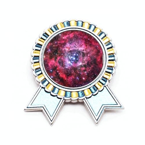 Broche rose rouge motif nébuleuse en métal taille M pour femme originale