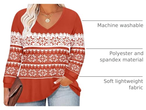 Image of CARCOS Plus Size Tops for Women Long Sleeve Raglan V Neck T Shirts Tunic Fall Blouse Xl-5Xl 14W -28W