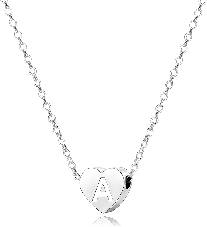 S925 Argento A-Z Capitale Iniziale Cuore Ciondolo Collane per Le Donne Ragazze Signora per Mamma Sorella Amici Natale Compleanno Diploma Donne Choker Collana Piccole Collane Gioielli di Moda (A)
