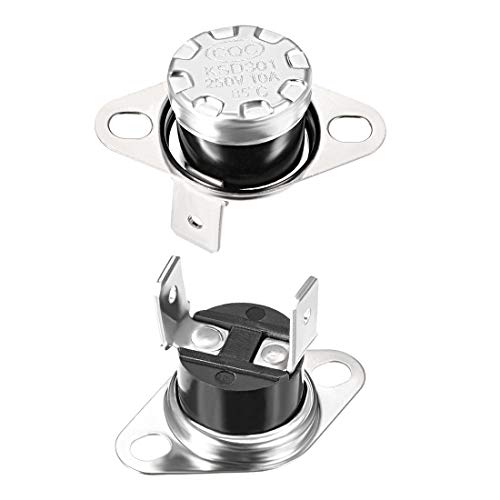 sourcing map Termostato KSD301 85 ° C / 185 ° F 10A normalmente abierto N.O ajuste el interruptor de temperatura del disco a presión para horno microondas cafetera 2 uds