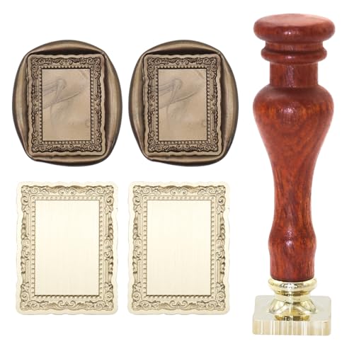 Frame Wax Seal Stamp Great Detail 3D Embossed Relief Carving Head and Wood Handle for Wax Seal Stamp Kit Decor for Wedding Invitation Envelope DIY Family Memories Photos (Frame Wax Seal Stamp 15)